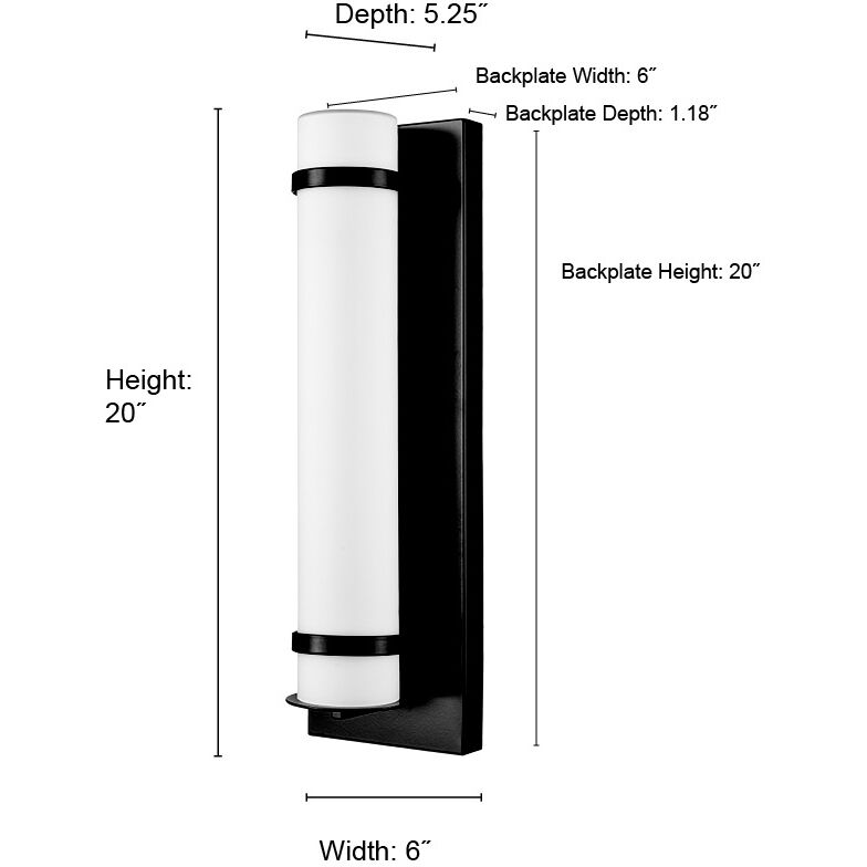 None LED 20 inch Powder Coated Black Outdoor Wall Sconce